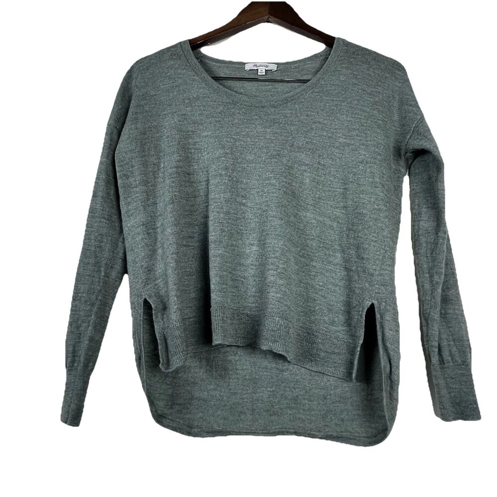 Madewell 100% Merino Wool Lightweight Sweater Women’s XS Sage Green Soft Luxury - Picture 2 of 11
